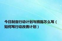 今日制定行动计划与措施怎么写（如何写行动改善计划）