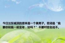 今日汪东城演的原来是一个美男子。歌词是“我要你和我一起变老，好吗？”不要对歌名说不。