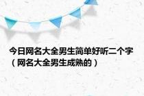 今日网名大全男生简单好听二个字（网名大全男生成熟的）