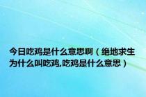 今日吃鸡是什么意思啊（绝地求生为什么叫吃鸡,吃鸡是什么意思）