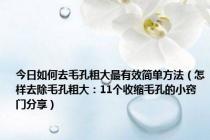 今日如何去毛孔粗大最有效简单方法（怎样去除毛孔粗大：11个收缩毛孔的小窍门分享）