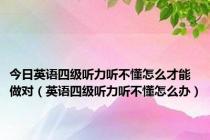 今日英语四级听力听不懂怎么才能做对（英语四级听力听不懂怎么办）