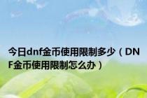 今日dnf金币使用限制多少（DNF金币使用限制怎么办）