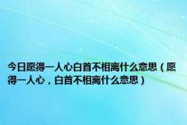 今日愿得一人心白首不相离什么意思（愿得一人心，白首不相离什么意思）