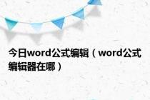 今日word公式编辑（word公式编辑器在哪）