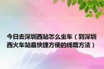 今日去深圳西站怎么坐车（到深圳西火车站最快捷方便的线路方法）