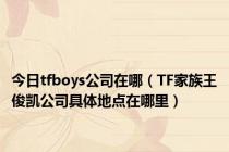 今日tfboys公司在哪（TF家族王俊凯公司具体地点在哪里）