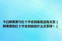 今日郭美美与红十字会到底有没有关系（郭美美和红十字会到底有什么关系呀！）