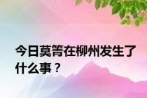 今日莫箐在柳州发生了什么事？