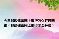 今日邮政储蓄网上银行怎么开通网银（邮政储蓄网上银行怎么开通）