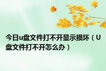 今日u盘文件打不开显示损坏（U盘文件打不开怎么办）