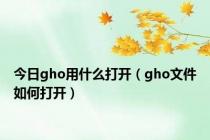 今日gho用什么打开（gho文件如何打开）