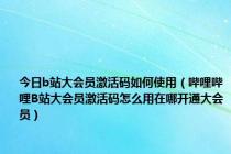 今日b站大会员激活码如何使用（哔哩哔哩B站大会员激活码怎么用在哪开通大会员）