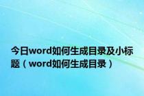 今日word如何生成目录及小标题（word如何生成目录）