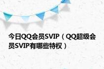 今日QQ会员SVIP（QQ超级会员SVIP有哪些特权）