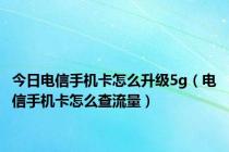 今日电信手机卡怎么升级5g（电信手机卡怎么查流量）