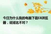 今日为什么我的电脑下载E8浏览器，说域名不对？