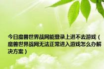 今日魔兽世界战网能登录上进不去游戏（魔兽世界战网无法正常进入游戏怎么办解决方案）