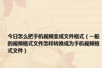 今日怎么把手机视频变成文件格式（一般的视频格式文件怎样转换成为手机视频格式文件）