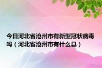 今日河北省沧州市有新型冠状病毒吗（河北省沧州市有什么县）