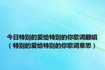 今日特别的爱给特别的你歌词翻唱（特别的爱给特别的你歌词意思）