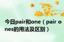 今日pair和one（pair ones的用法及区别）