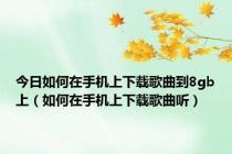 今日如何在手机上下载歌曲到8gb上（如何在手机上下载歌曲听）