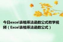 今日excel表格乘法函数公式教学视频（Excel表格乘法函数公式）