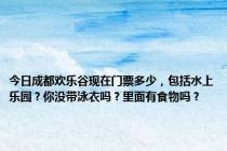 今日成都欢乐谷现在门票多少，包括水上乐园？你没带泳衣吗？里面有食物吗？