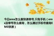 今日ems怎么查快递单号,只有手机（ems没单号怎么查询，怎么通过手机号查询EMS快递）