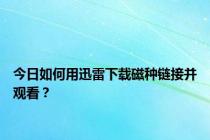 今日如何用迅雷下载磁种链接并观看？