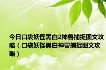 今日口袋妖怪黑白2神兽捕捉图文攻略（口袋妖怪黑白神兽捕捉图文攻略）