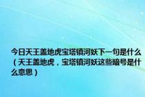 今日天王盖地虎宝塔镇河妖下一句是什么（天王盖地虎，宝塔镇河妖这些暗号是什么意思）