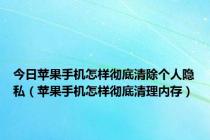 今日苹果手机怎样彻底清除个人隐私（苹果手机怎样彻底清理内存）