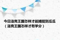 今日洛克王国怎样才能捕捉到瓜瓜（洛克王国怎样才有学分）