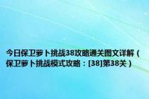 今日保卫萝卜挑战38攻略通关图文详解（保卫萝卜挑战模式攻略：[38]第38关）