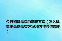 今日如何最快的减肥方法（怎么样减肥最快最有效16种方法快速减肥）