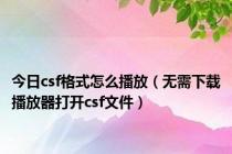 今日csf格式怎么播放（无需下载播放器打开csf文件）