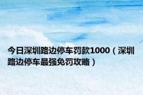 今日深圳路边停车罚款1000（深圳路边停车最强免罚攻略）