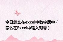 今日怎么在excel中数字居中（怎么在Excel中输入对号）