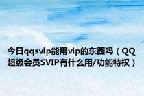 今日qqsvip能用vip的东西吗（QQ超级会员SVIP有什么用/功能特权）