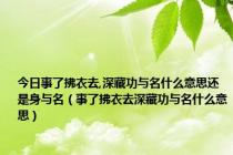 今日事了拂衣去,深藏功与名什么意思还是身与名（事了拂衣去深藏功与名什么意思）