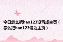 今日怎么把hao123设置成主页（怎么把hao123设为主页）