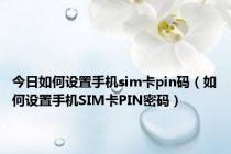 今日如何设置手机sim卡pin码（如何设置手机SIM卡PIN密码）