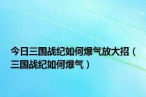 今日三国战纪如何爆气放大招（三国战纪如何爆气）