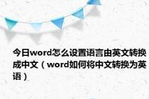 今日word怎么设置语言由英文转换成中文（word如何将中文转换为英语）