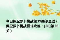 今日保卫萝卜挑战第39关怎么过（保卫萝卜挑战模式攻略：[38]第38关）