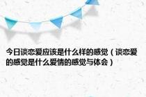 今日谈恋爱应该是什么样的感觉（谈恋爱的感觉是什么爱情的感觉与体会）