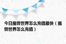 今日魔兽世界怎么充值最快（魔兽世界怎么充值）