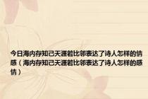 今日海内存知己天涯若比邻表达了诗人怎样的情感（海内存知己天涯若比邻表达了诗人怎样的感情）